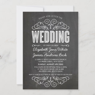 Invitación WEDDING INVITE elegante y floreciente pizarra gris
