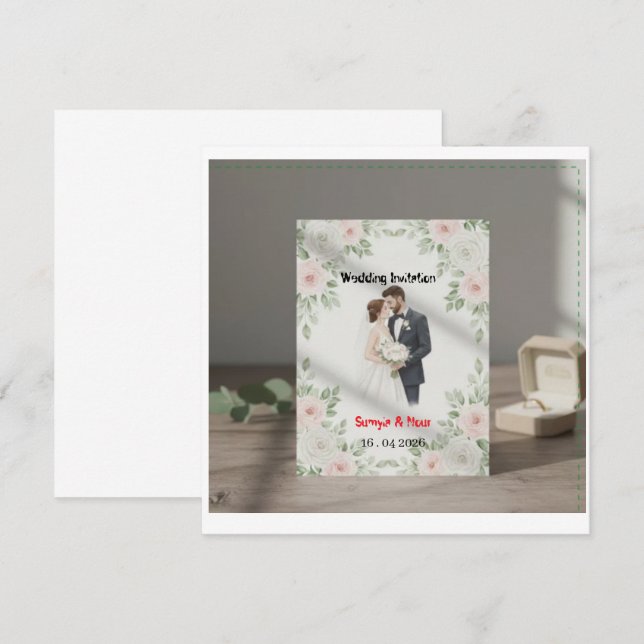 Invitación Wedding Invite, Minimalist Design, Bride and Groom (Anverso / Reverso)