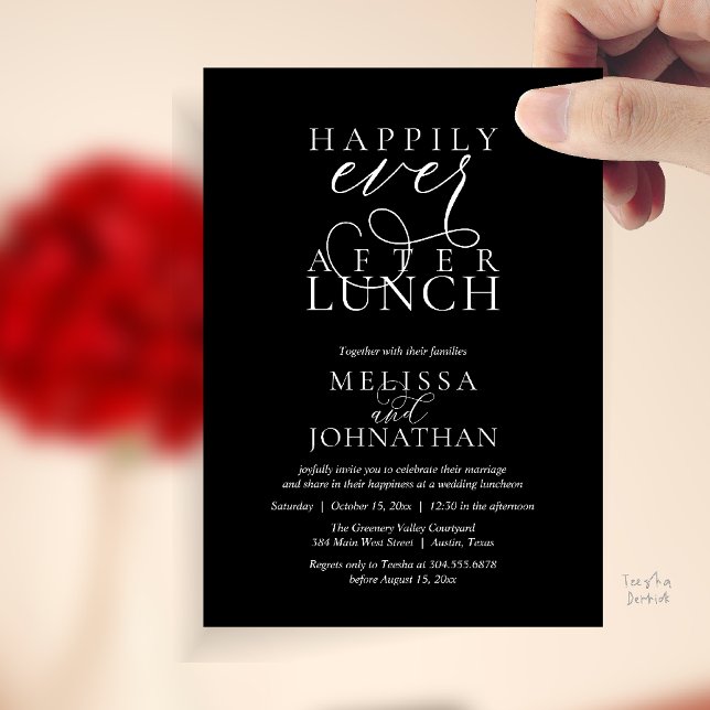 Invitación Wedding Lunch Invites, Elegant Happily Ever After (Wedding Lunch Invites, Elegant Happily Ever After Invitation Card in Black and White)