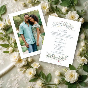 Invitación Wedding Minimalist Green Flowers & Branches Photo