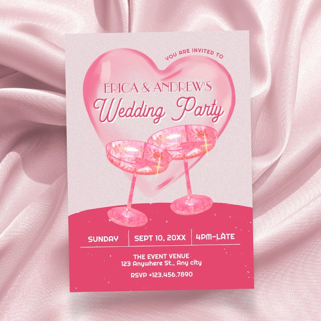 Invitación Wedding Party Pink grunge cheers (Subido por el creador)