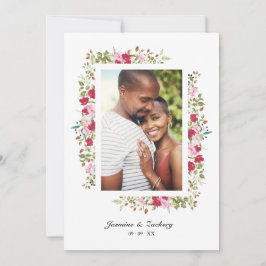 Invitación Wedding Pink & Red Shades Flowers & Branches Photo