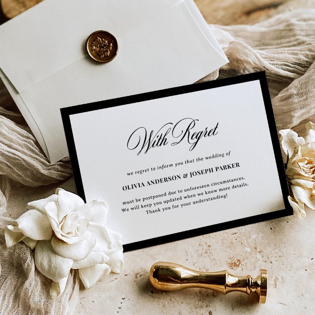 Invitación Wedding Postponement or Cancellation | With Regret (Subido por el creador)
