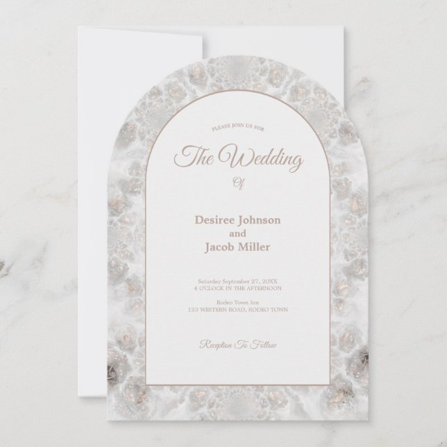 Invitación Wedding Reception Gold White Silver Elegant Arch (Anverso)