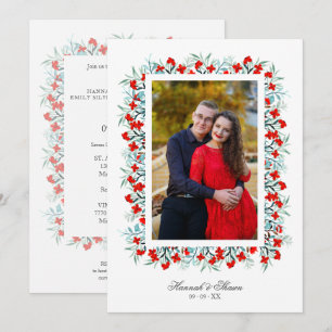 Invitación Wedding Red Shades Flowers & Branches Photo