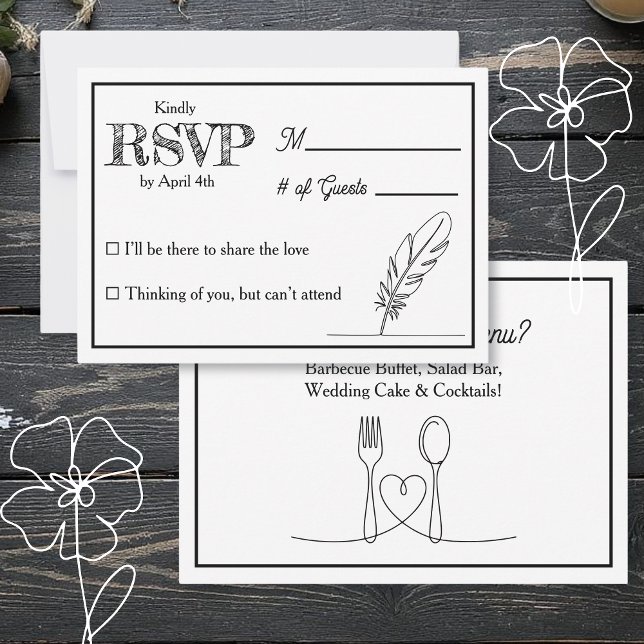 Invitación Wedding RSVP & Reception Dinner Menu Invitation (Subido por el creador)