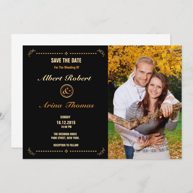 Invitación Wedding Save The Date Card Template (Anverso / Reverso)