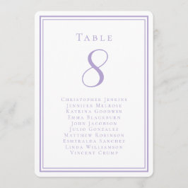 Invitación Wedding Seating List Guest Table Number Lavender