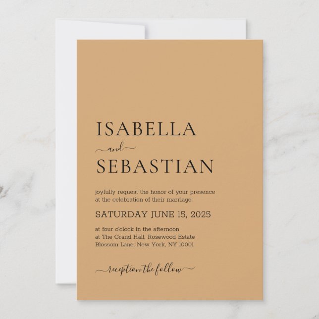 Invitación Wedding Simple Burly Wood (Anverso)
