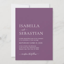 Invitación Wedding Simple Lavender Purple