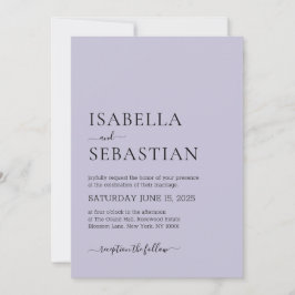 Invitación Wedding Simple Light Lavender