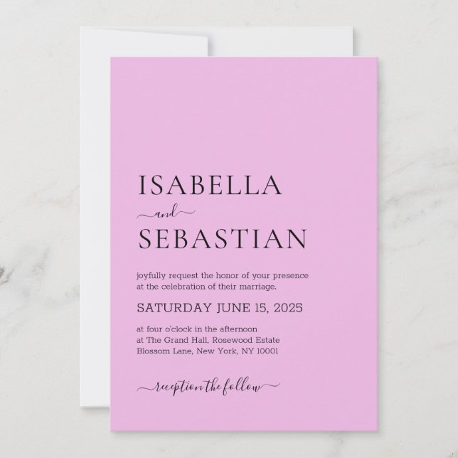 Invitación Wedding Simple Light Pink (Anverso)