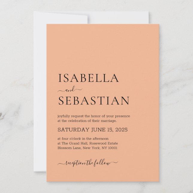Invitación Wedding Simple Light Salmon (Anverso)