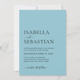 Invitación Wedding Simple Light Sky Blue