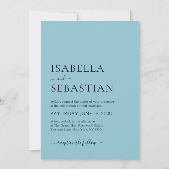 Invitación Wedding Simple Light Sky Blue (Anverso)