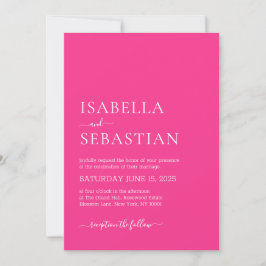 Invitación Wedding Simple Modern Deep Pink