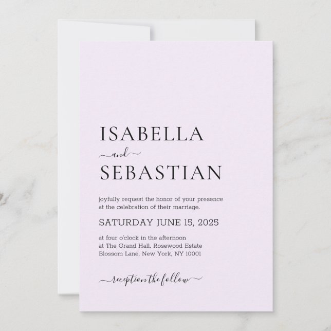 Invitación Wedding Simple Modern Thistle (Anverso)