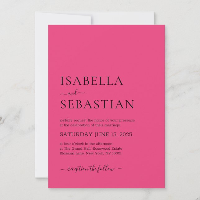 Invitación Wedding Simple Rose Red (Anverso)