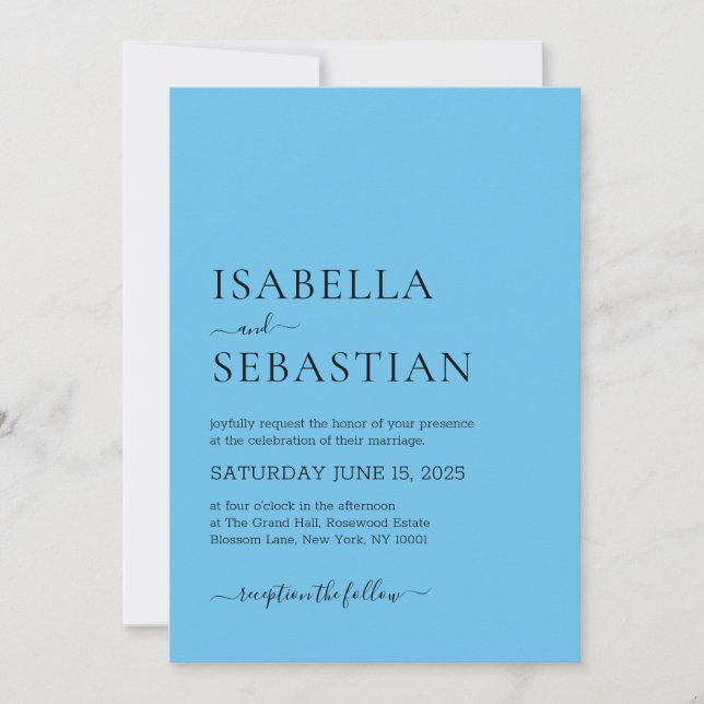 Invitación Wedding Simple Sky Blue (Anverso)