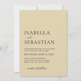 Invitación Wedding Simple Soft Yellow