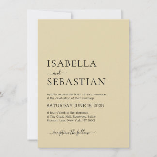 Invitación Wedding Simple Soft Yellow