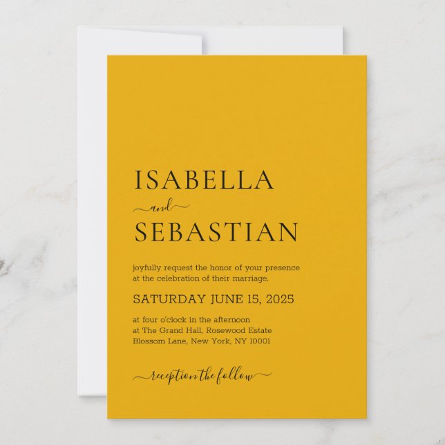 Invitación Wedding Simple Sunflower Yellow (Anverso)