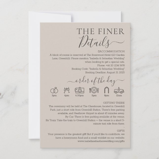 Invitación Wedding Soft Beige Finer Details (Anverso)