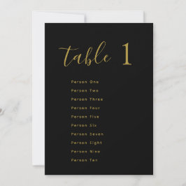 Invitación Wedding Table Seating Chart Cards | Gold on Black