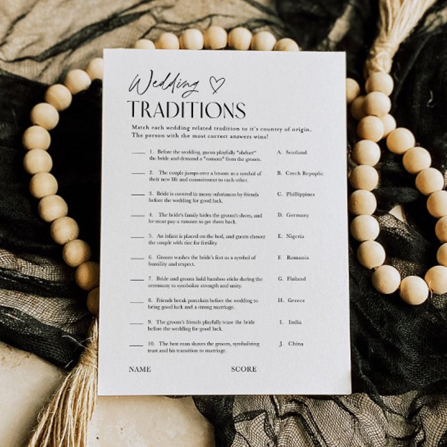 Invitación Wedding Traditions Bridal Shower Trivia Game Card (Subido por el creador)