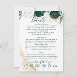 Invitación Wedding White Finer Details Emerald Green Rose