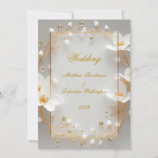 Invitación Wedding White Gold Modern Sophisticated Classy