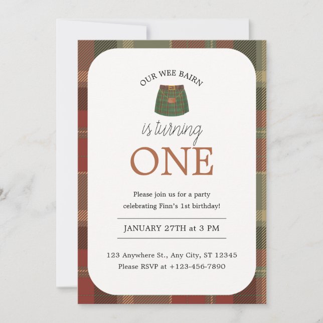 Invitación Wee Bairn Birthday (Anverso)