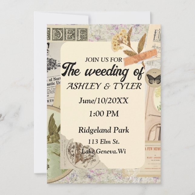 Invitación Weeding Invitation to a Vintage-Inspired Union (Anverso)