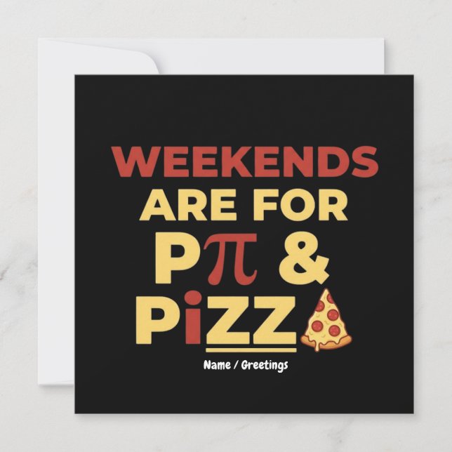 Invitación Weekend Pi Day & Pizza Party Math Lover Foodie Fun (Anverso)