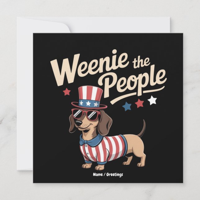 Invitación Weenie El Pueblo Funny Dachshund Amante 4 de Julio (Anverso)