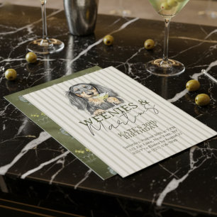 Invitación Weenies manos dibujadas y Martinis Dachshund