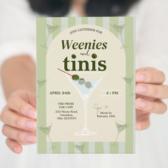 Invitación Weenies Retro Verde y Bachelorette Tinis (Subido por el creador)