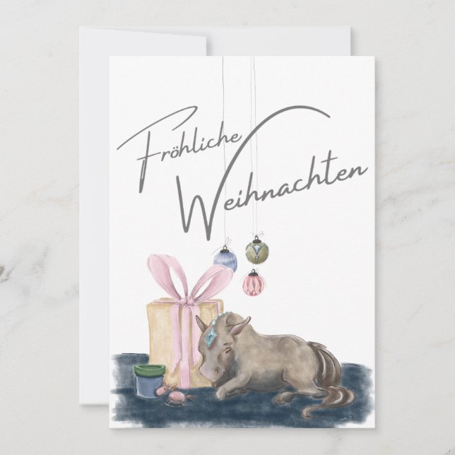 Invitación Weihnachts Karte mit Pferdebild, Pferdegeschenk (Anverso)