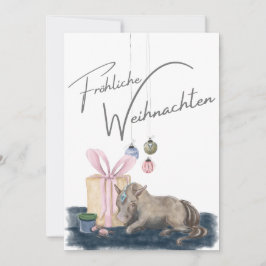 Invitación Weihnachts Karte mit Pferdebild, Pferdegeschenk