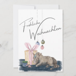 Invitación Weihnachts Karte mit Pferdebild, Pferdegeschenk