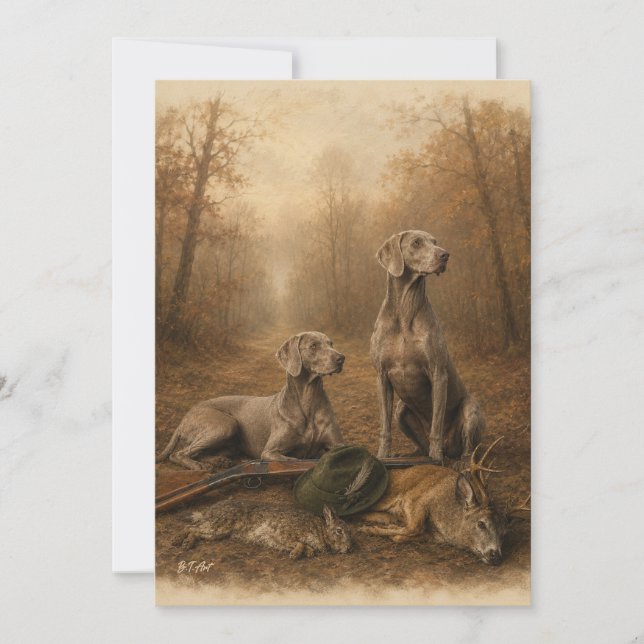 Invitación Weimaraner – Cazador Fantasma de Plata (Anverso)