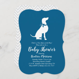 Invitación Weimaraner Dog Baby Shower Boy Blue