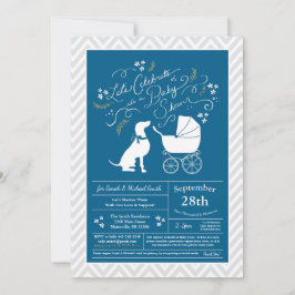 Invitación Weimaraner Dog Baby Shower Boy Blue