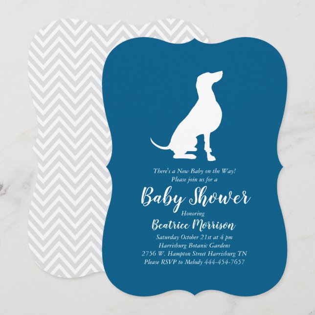 Invitación Weimaraner Dog Baby Shower Boy Blue (Anverso / Reverso)