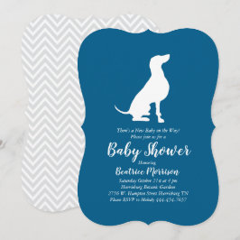 Invitación Weimaraner Dog Baby Shower Boy Blue
