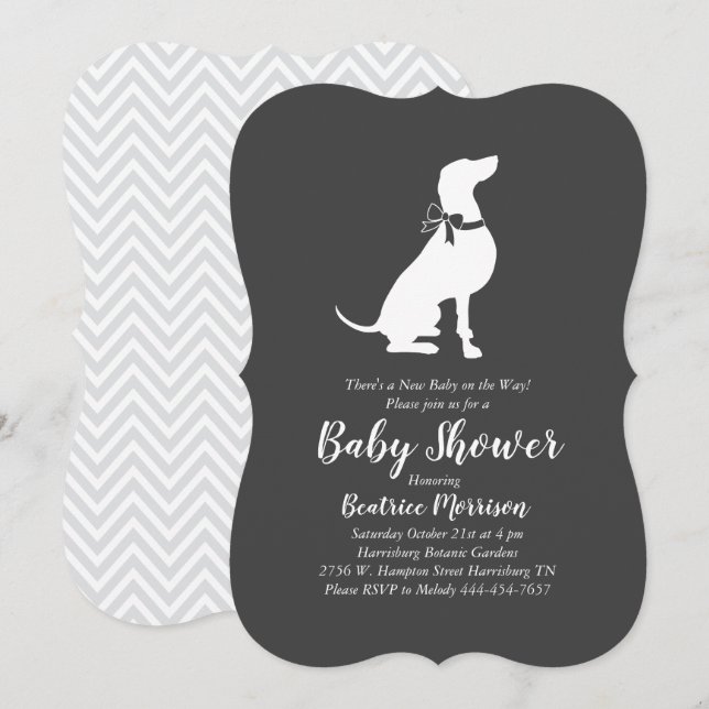 Invitación Weimaraner Dog Baby Shower Sexo Neutral (Anverso / Reverso)