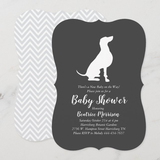 Invitación Weimaraner Dog Baby Shower Sexo Neutral (Anverso / Reverso)