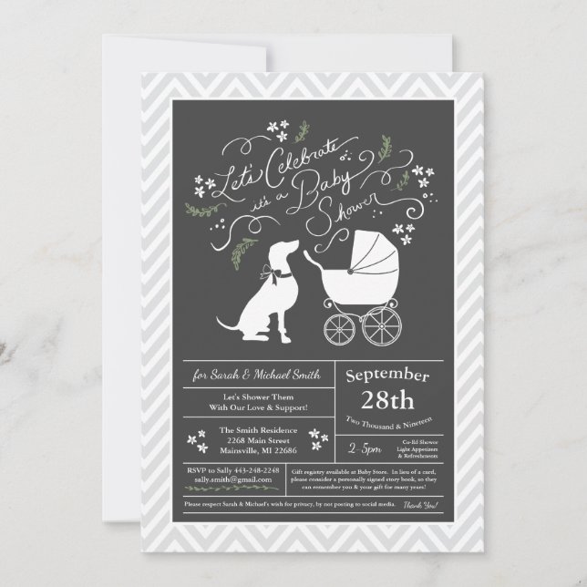 Invitación Weimaraner Dog Baby Shower Sexo Neutral (Anverso)