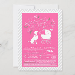 Invitación Weimaraner Dog Chica Baby Shower Pink