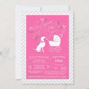 Invitación Weimaraner Dog Chica Baby Shower Pink